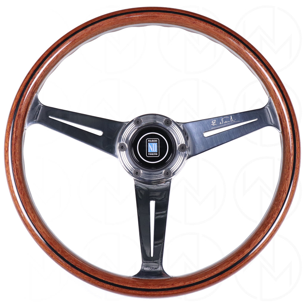 Nardi Classic Wood Steering Wheel - 360mm Polished Spokes w/ Ring Screws