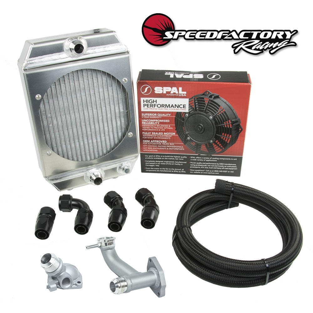 SpeedFactory Racing Race Radiator Combo Kit -16an Hose, Fittings, Fill Neck and Thermostat Housing